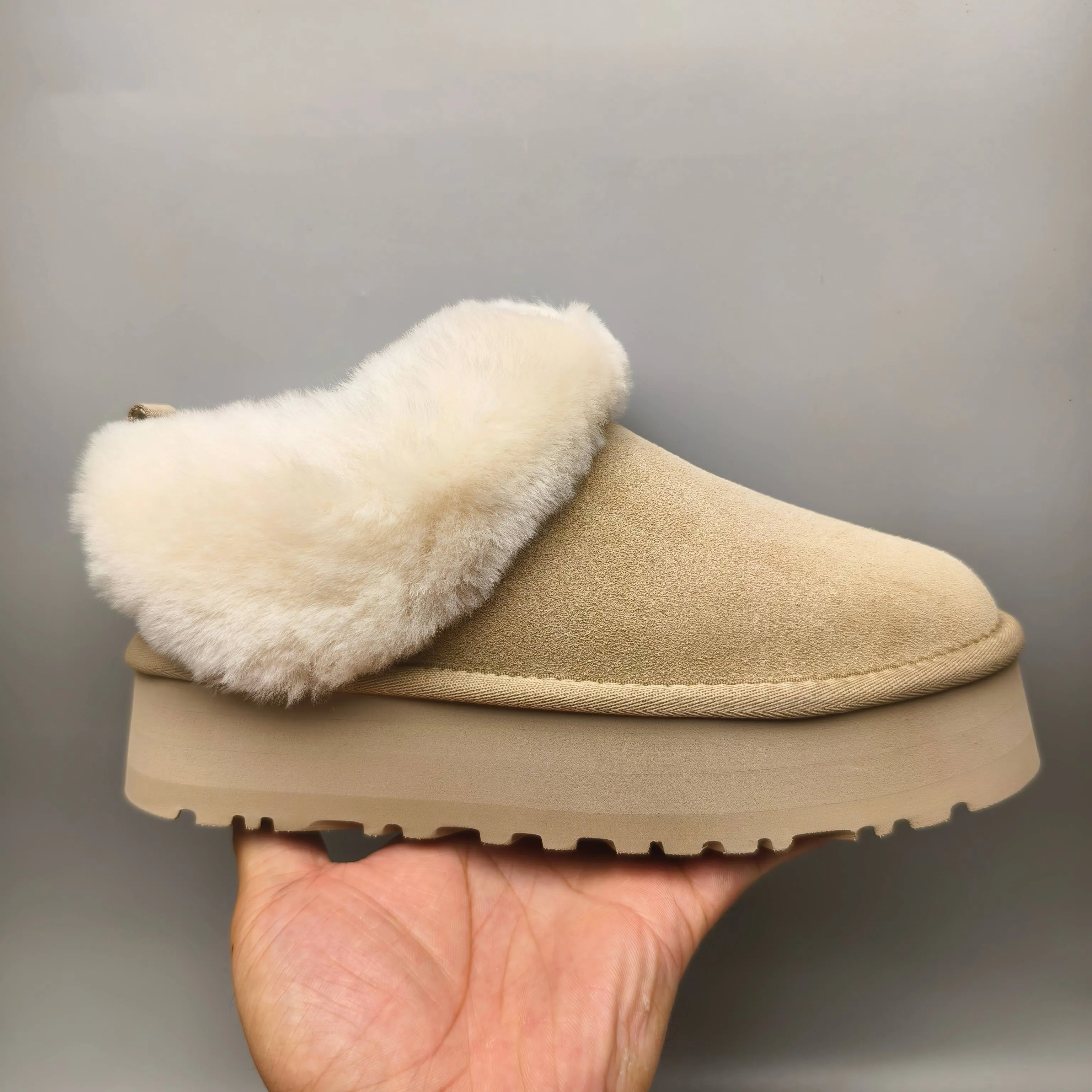 💰480 UGG sheepskin all-in-one snow boots 1393 Thick-soled suede style slip-on slip-ons Color: maroon green sand pink Matching size: 35-40